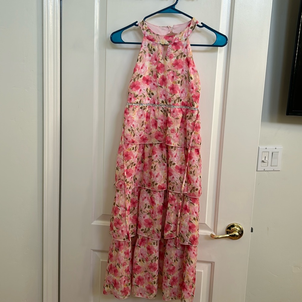 Girls size 8 floral dress with rhinestones
